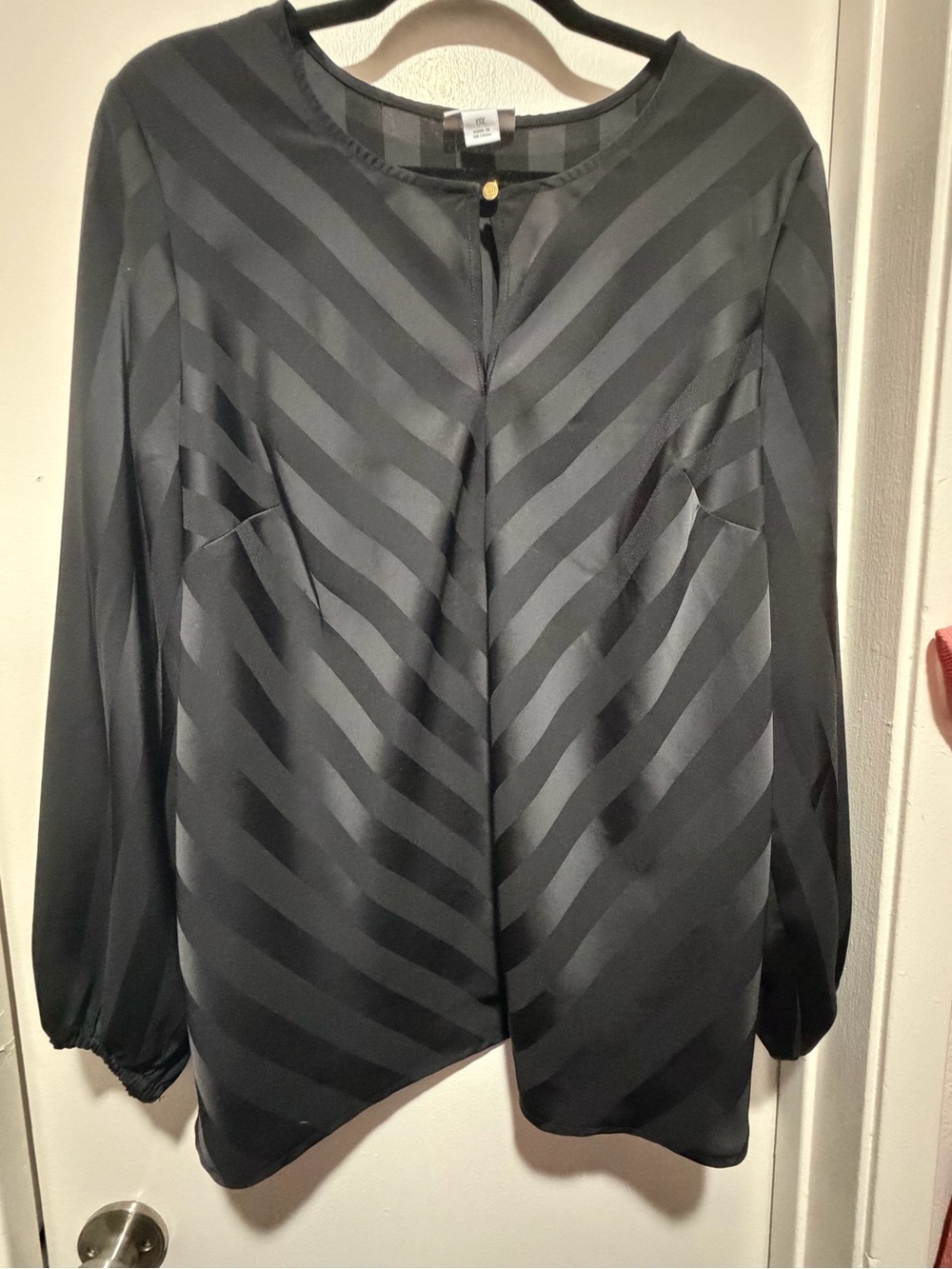 Liz Claiborne Black Satin Chevron Blazer-Style Jacket